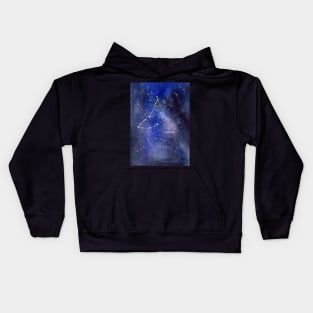 Capricorn Star Constellation with Galaxy Background Kids Hoodie